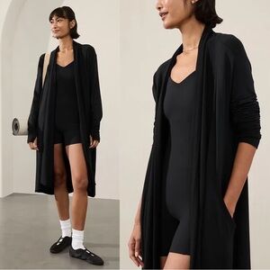 Athleta • Pranayama Long Wrap in Nirvana Knit jacket cardigan sweater black